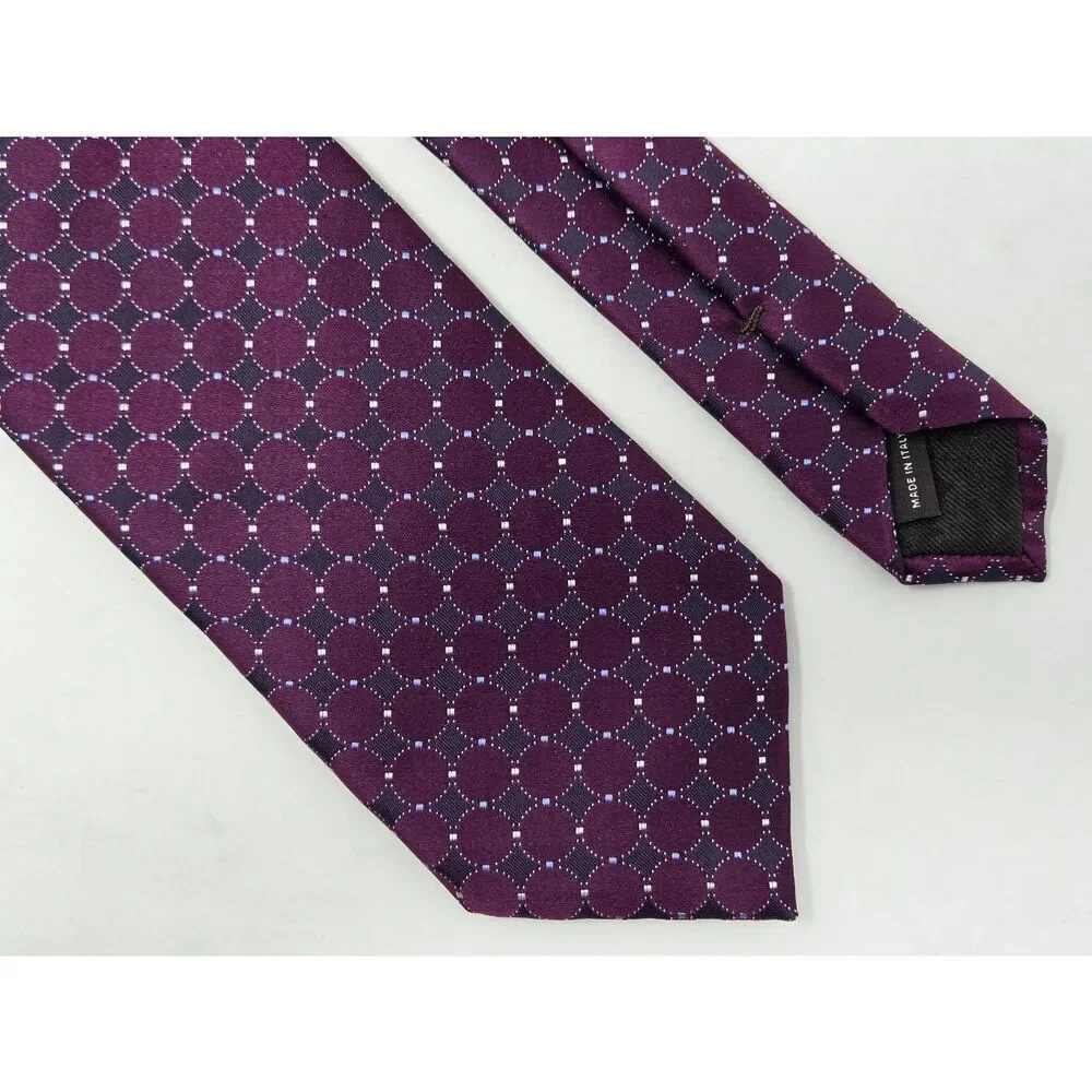 CANALI SILK TIE PURPLE WOVEN SATIN FOULARD PATTERNED LUXURY 3.5